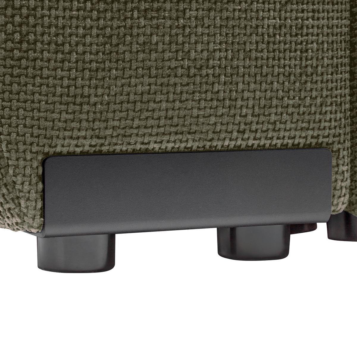 Wohnlandschaft Bolonia Olivgrün - Schwarz Hochglanz/Olivgrün, MODERN, Textil/Metall (273/166cm) - Mömax