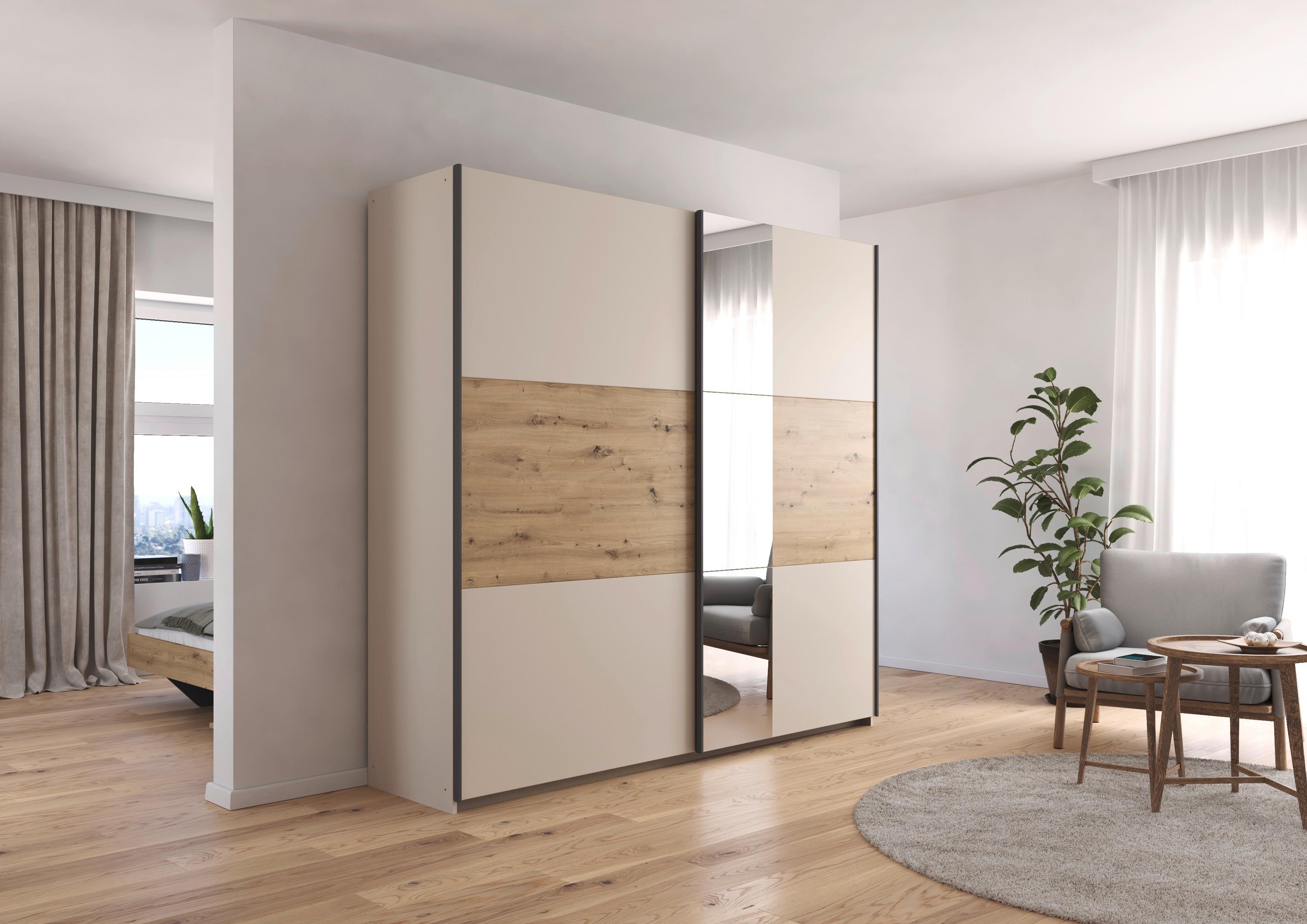 Tolóajtós Szekrény Ellmau - Pezsgő/Artisan tölgy, Konventionell, faalapú anyag/fém (218/210/59cm) - Premium Living