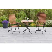 Gartentischgruppe Schlossgarten 3-tlg. - Graphitfarben/Naturfarben, KONVENTIONELL, Holz/Metall - Gardenson