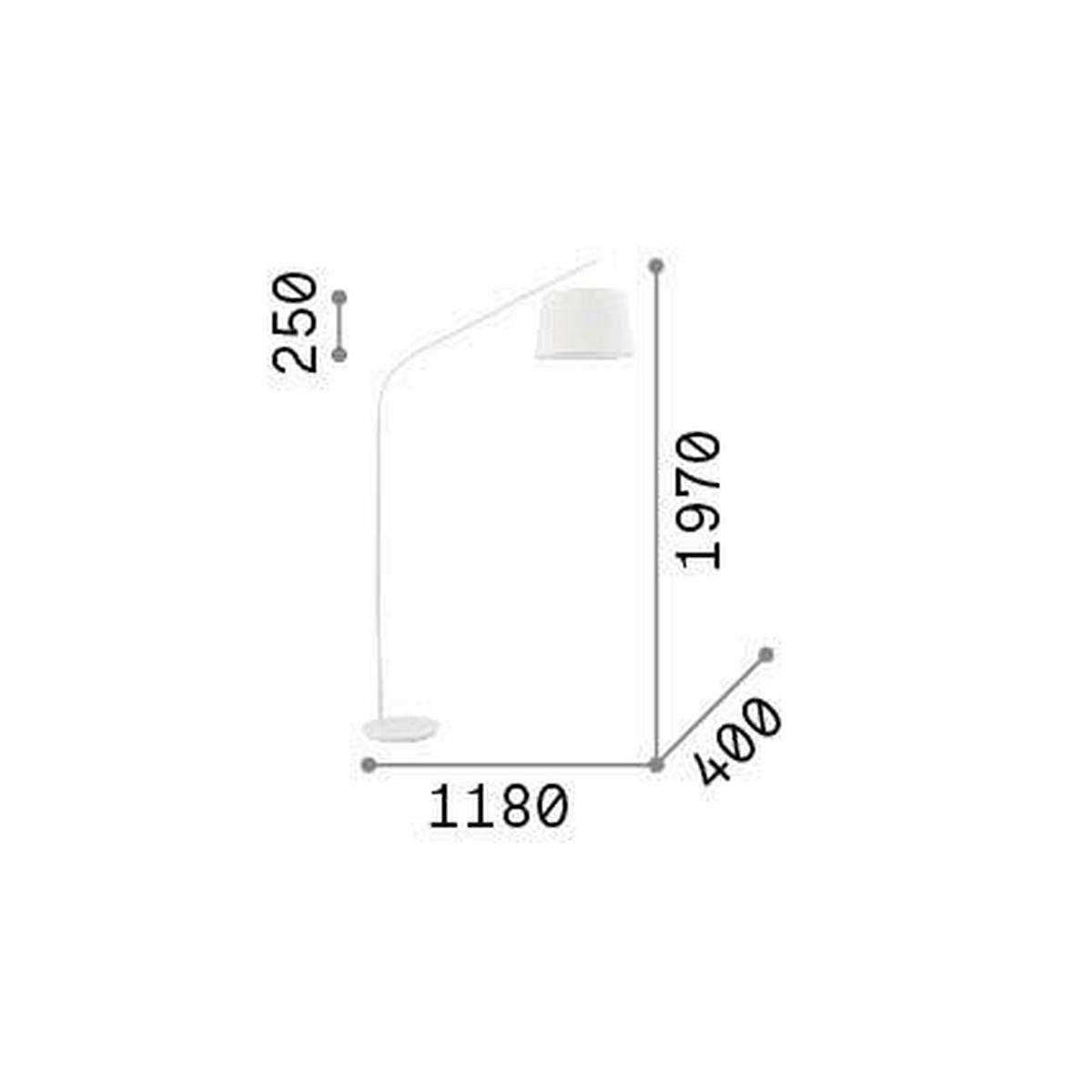 Bogenleuchte Daddy Schwarz max. 8 Watt - Schwarz, KONVENTIONELL, Textil/Metall (118/40/197cm) - Ideal Lux
