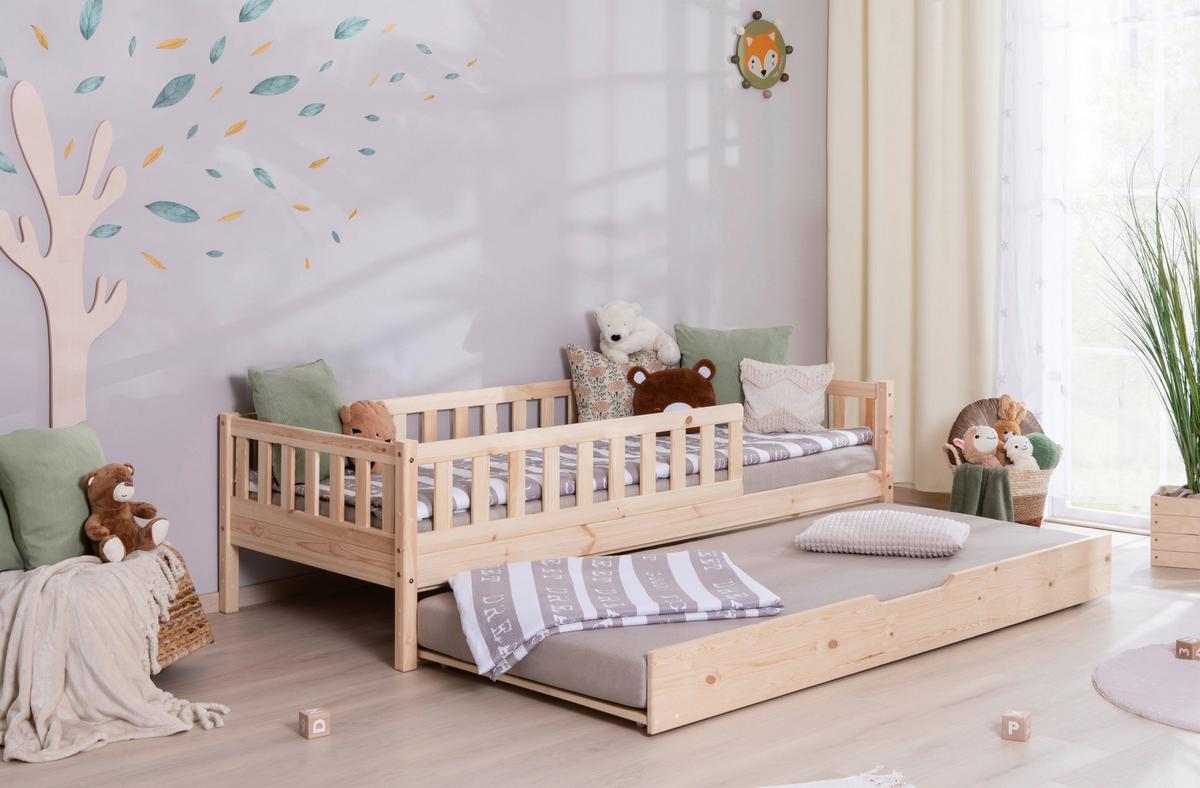 Hausbett Lou m. Zusatzbett ca. 90x200 cm Holz - Naturfarben/Weiß, MODERN, Holz/Textil (90/200cm) - MID.YOU