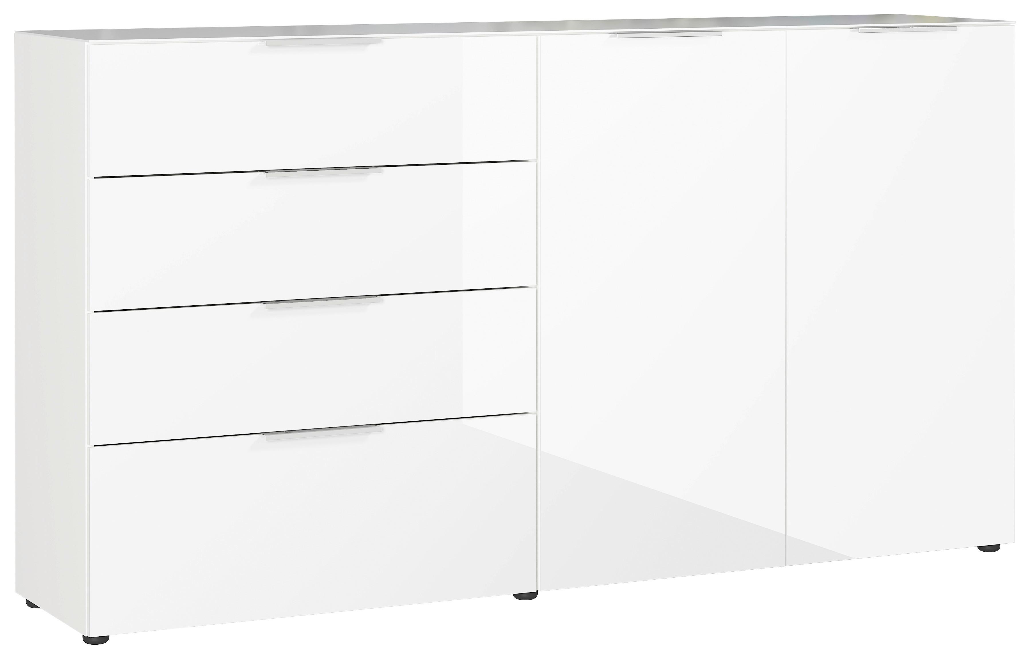 Sidebaord Oakland in Weiss - Chromfarben/Weiss, Modern, Glas/Holzwerkstoff (184/102/42cm) - Premium Living
