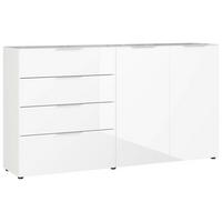 Sidebaord Oakland in Weiß - Chromfarben/Schwarz, MODERN, Glas/Holzwerkstoff (184/102/42cm) - Premium Living