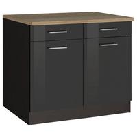 Küchenunterschrank Mailand Graphitfarben - Silberfarben/Graphitfarben, MODERN, Holzwerkstoff/Metall (100/85/60cm) - Held