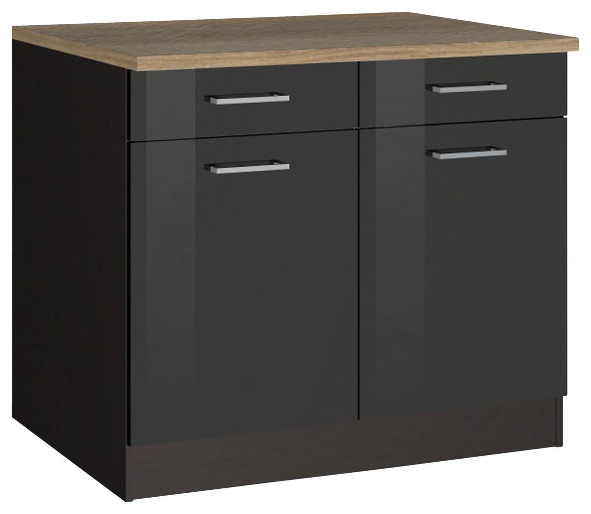 Küchenunterschrank Mailand Graphitfarben - Silberfarben/Graphitfarben, MODERN, Holzwerkstoff/Metall (100/85/60cm) - Held