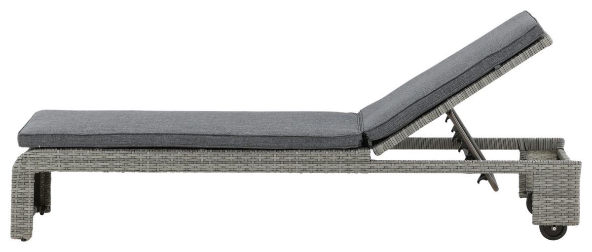 Sonnenliege London ca. 60x32x196 cm Grau - Grau, KONVENTIONELL, Kunststoff/Textil (60/32/196cm) - Gardenson
