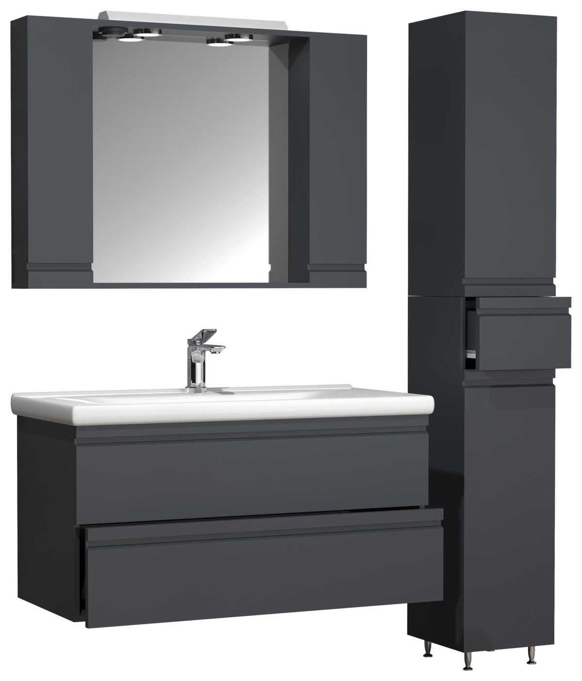 Kopalnica Silora Xl, Antracit - antracit, Moderno, steklo/leseni material (130cm) - MID.YOU