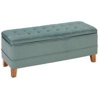 Sitzbank aus Samt in Grün - Eichefarben/Grün, MODERN, Holz/Textil (110/45/42cm) - Premium Living
