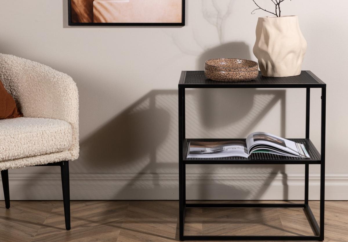 COUCHTISCH NETZ - Schwarz, Design, Metall (55/55/60cm) - Livetastic