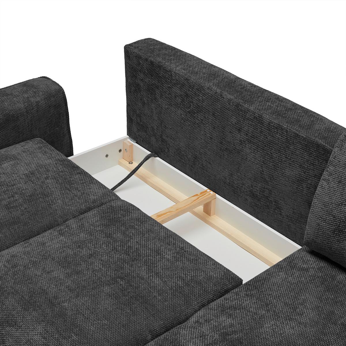 Ecksofa Custom Schwarz - Schwarz, MODERN, Textil/Metall (255/85/164cm) - Mömax