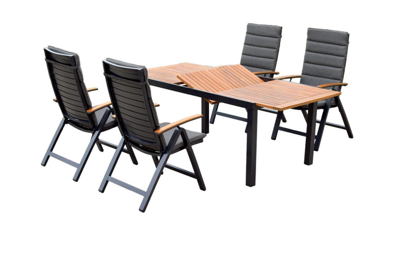 Gartenset Astros Graphitfarben/Naturfarben - Graphitfarben/Naturfarben, MODERN, Holz/Textil - Gardenson