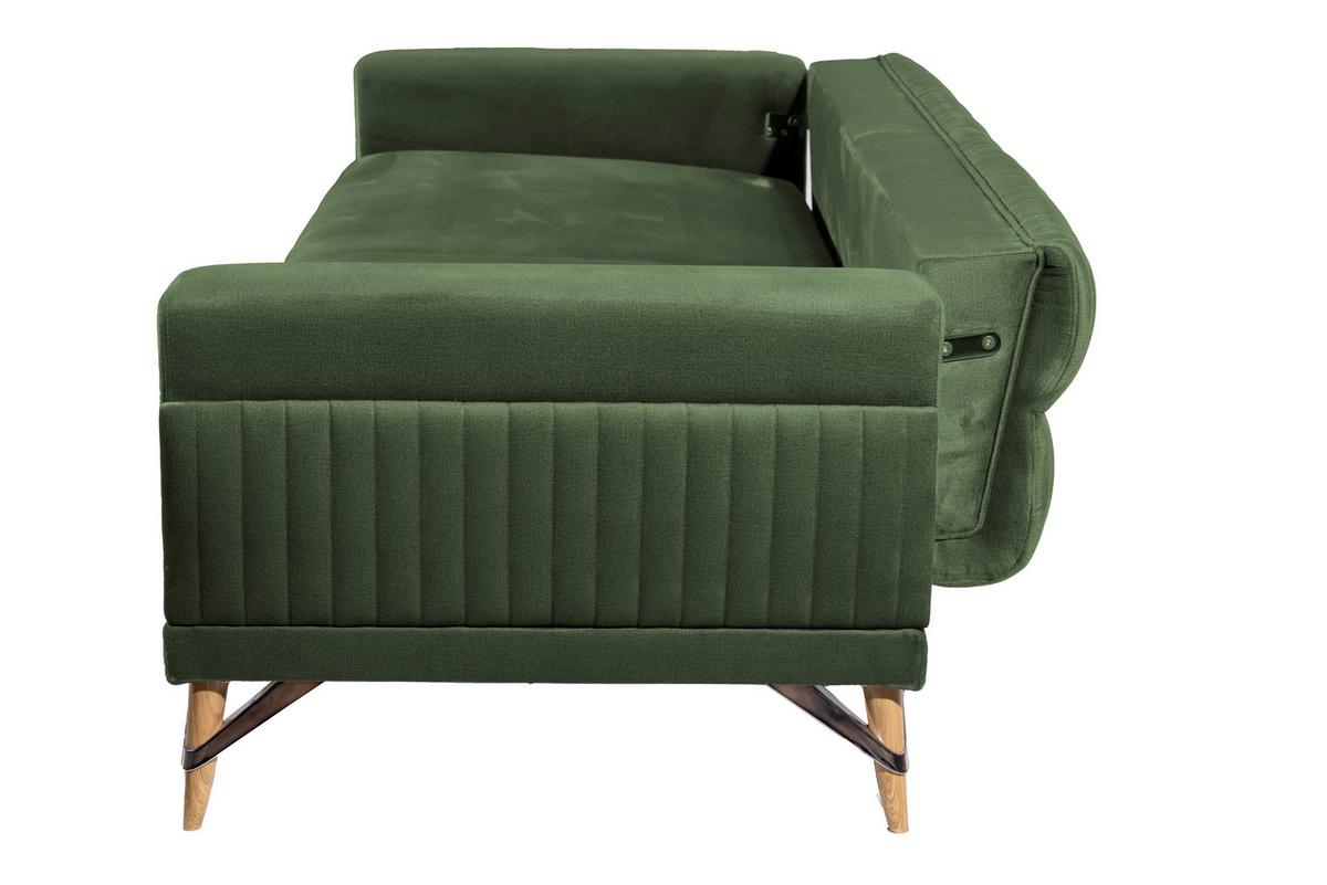 SOFA TRZYOSOBOWA KAYSERI - zielony/kolor srebrny, Design, tworzywo sztuczne/tkanina (233/77/87cm) - Livetastic