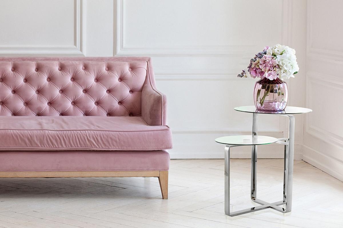 BEISTELLTISCH KATRIS 100 SILBER - clair/couleur argentée, Design, verre/métal (46/46/60cm) - Kayoom