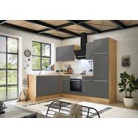 Eckküche Marleen mit Geräten Grau/Eiche ca. 280x170 cm - Anthrazit/Alufarben, LIFESTYLE, Holzwerkstoff/Kunststoff (280/170cm) - Respekta