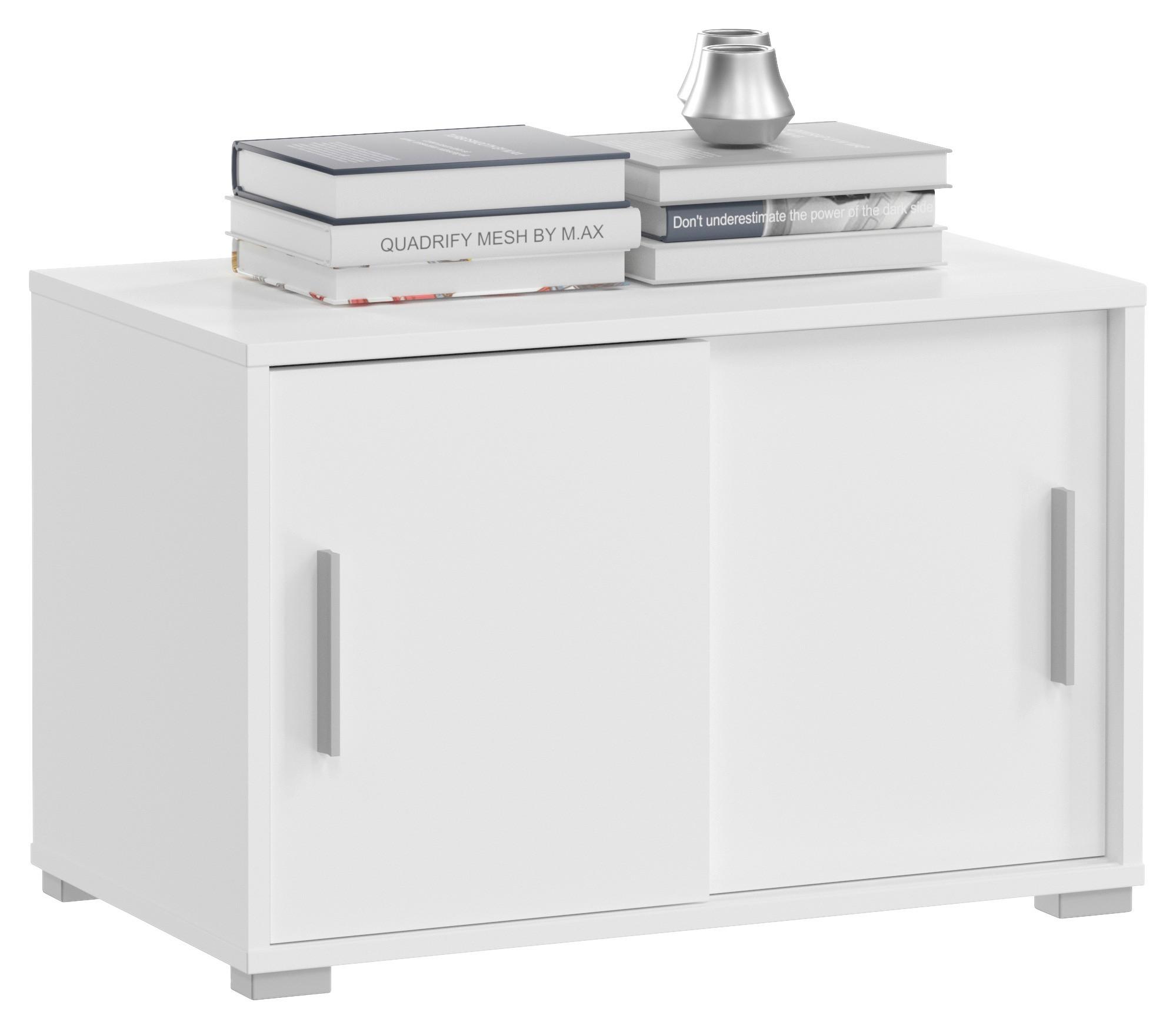 Sitzbank in Weiß - Weiss/Silberfarben, Modern, Holzwerkstoff/Kunststoff (68/46/40cm) - Mömax