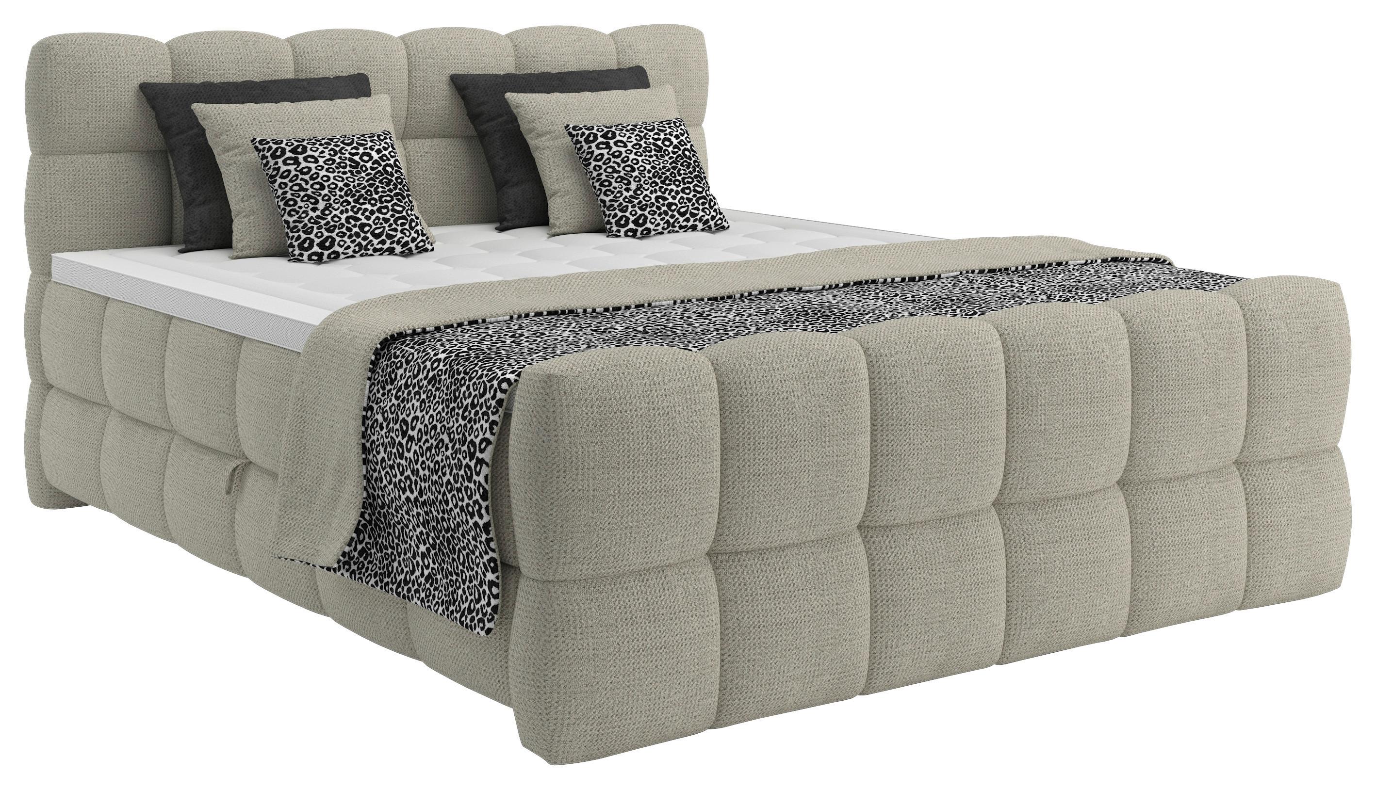 Boxspring Krevet Brisbane - crna/ecru, Trend, drvni materijal/drvo (120/200cm) - Premium Living