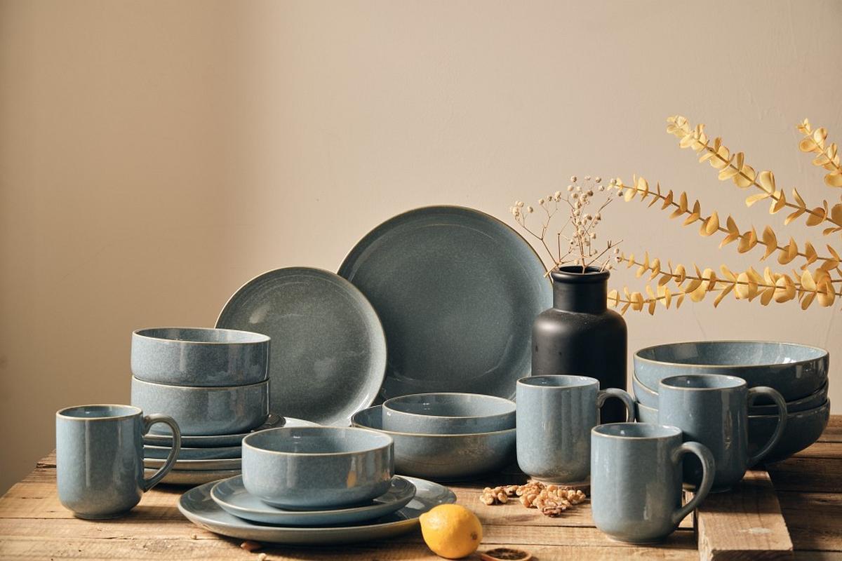 SERWIS OBIADOWO-ŚNIADANIOWY MARBELLA - niebieski, Trend, ceramika - Novel