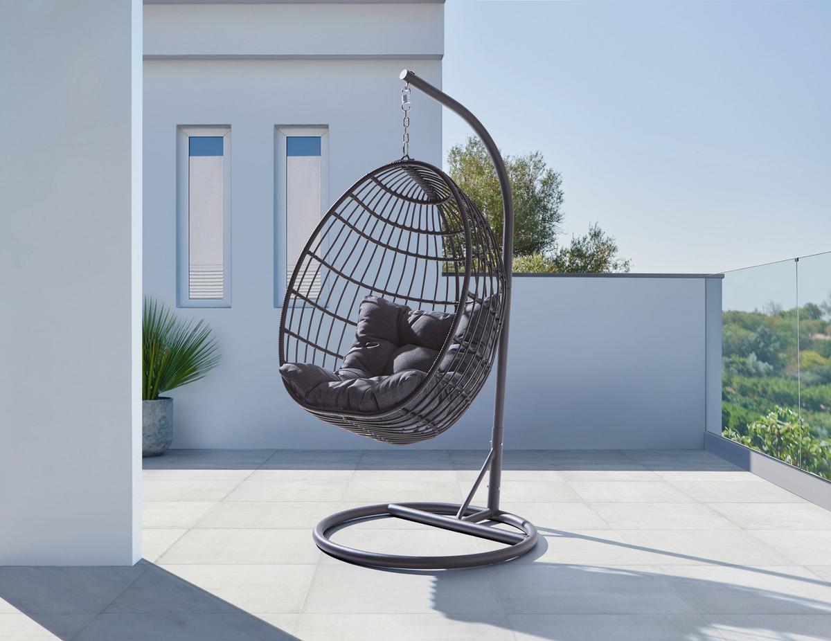 Hängesessel Sava in Anthrazit - Anthrazit, Modern, Kunststoff/Textil (95/190/95cm) - Mömax