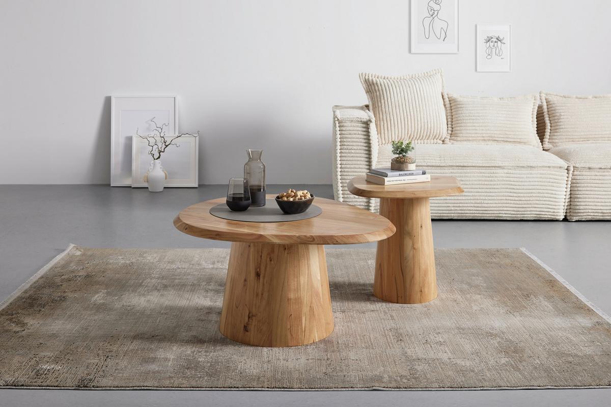 COUCHTISCHSET TREE -TREND- - Akaziefarben, Modern, Holz (80/55/40/45/80/55cm) - Premium Living