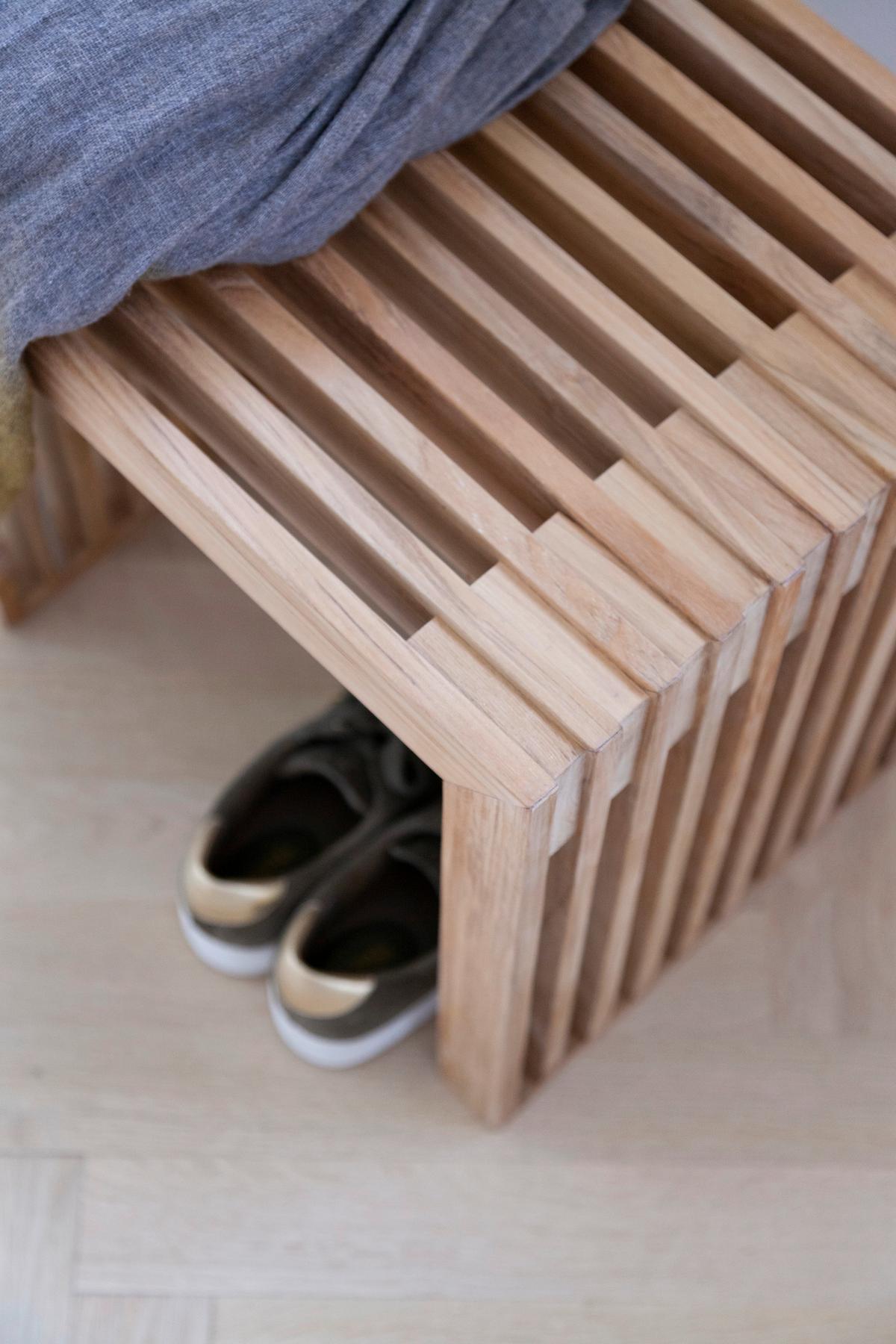 Hocker "Rib", Teak Innenhöhe ca. 39 cm - Teakfarben, KONVENTIONELL, Holz (45/43/35cm) - MID.YOU