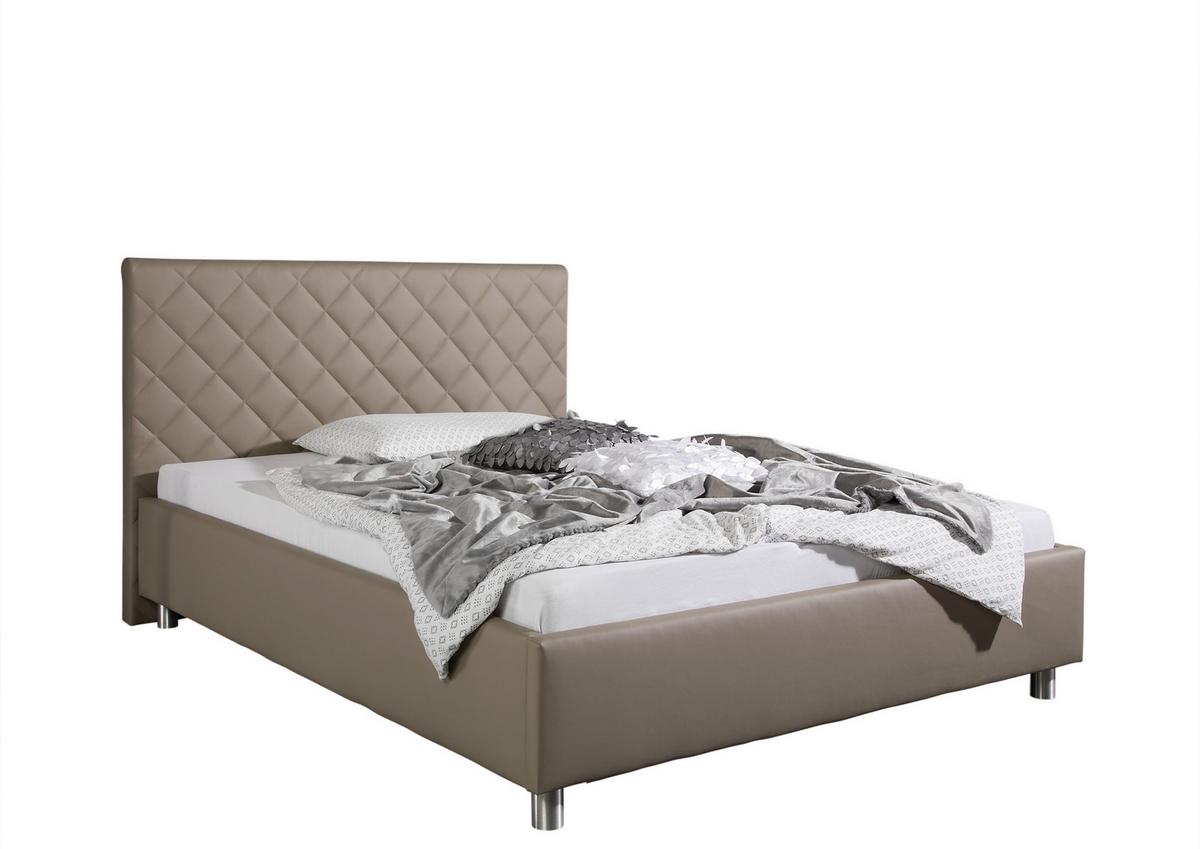 Polsterbett Baltimore Taupe ca. 140x200 cm - Taupe/Alufarben, MODERN, Textil/Metall (140/200cm) - Livetastic