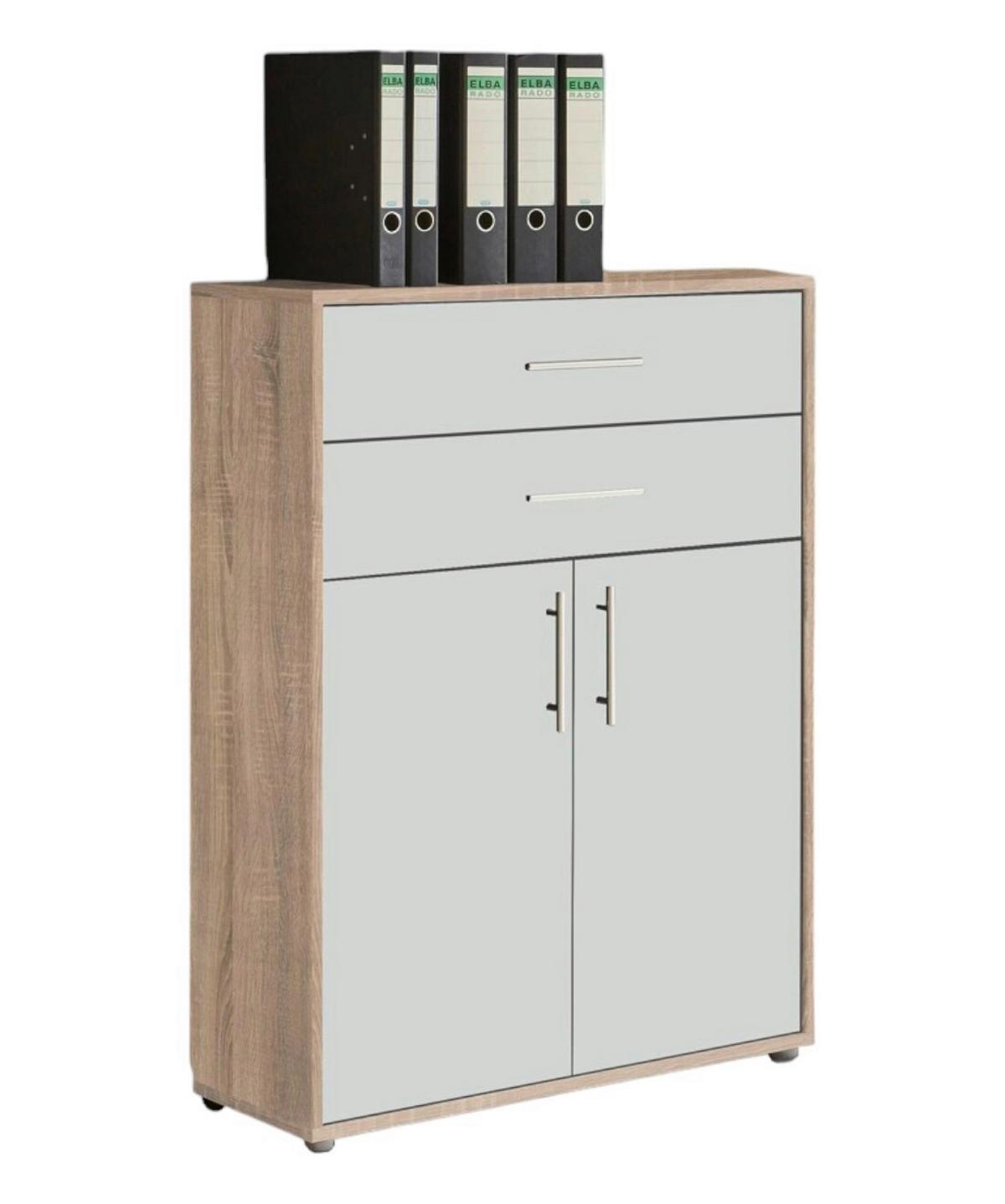 Aktenschrank Office Edition Weiß/Sonoma Eiche - Weiß/Sonoma Eiche, MODERN, Holzwerkstoff (84,5/114/33cm) - MID.YOU