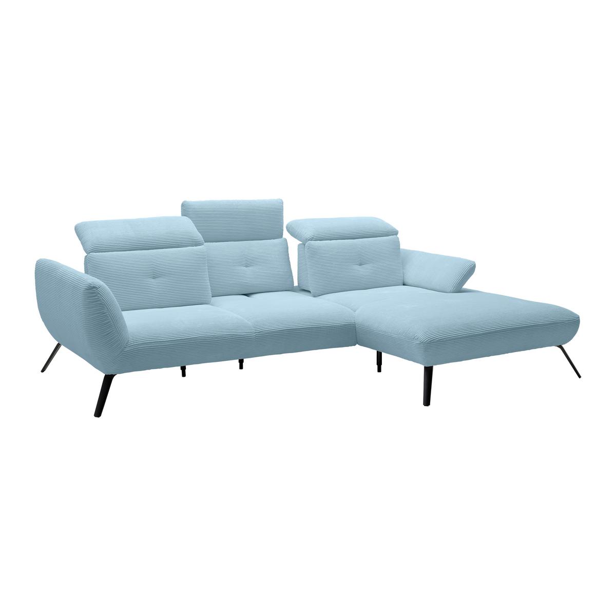 Wohnlandschaft Seattle Blaugrau - Blaugrau/Schwarz, MODERN, Holzwerkstoff/Textil (301/87-107/196cm) - Premium Living