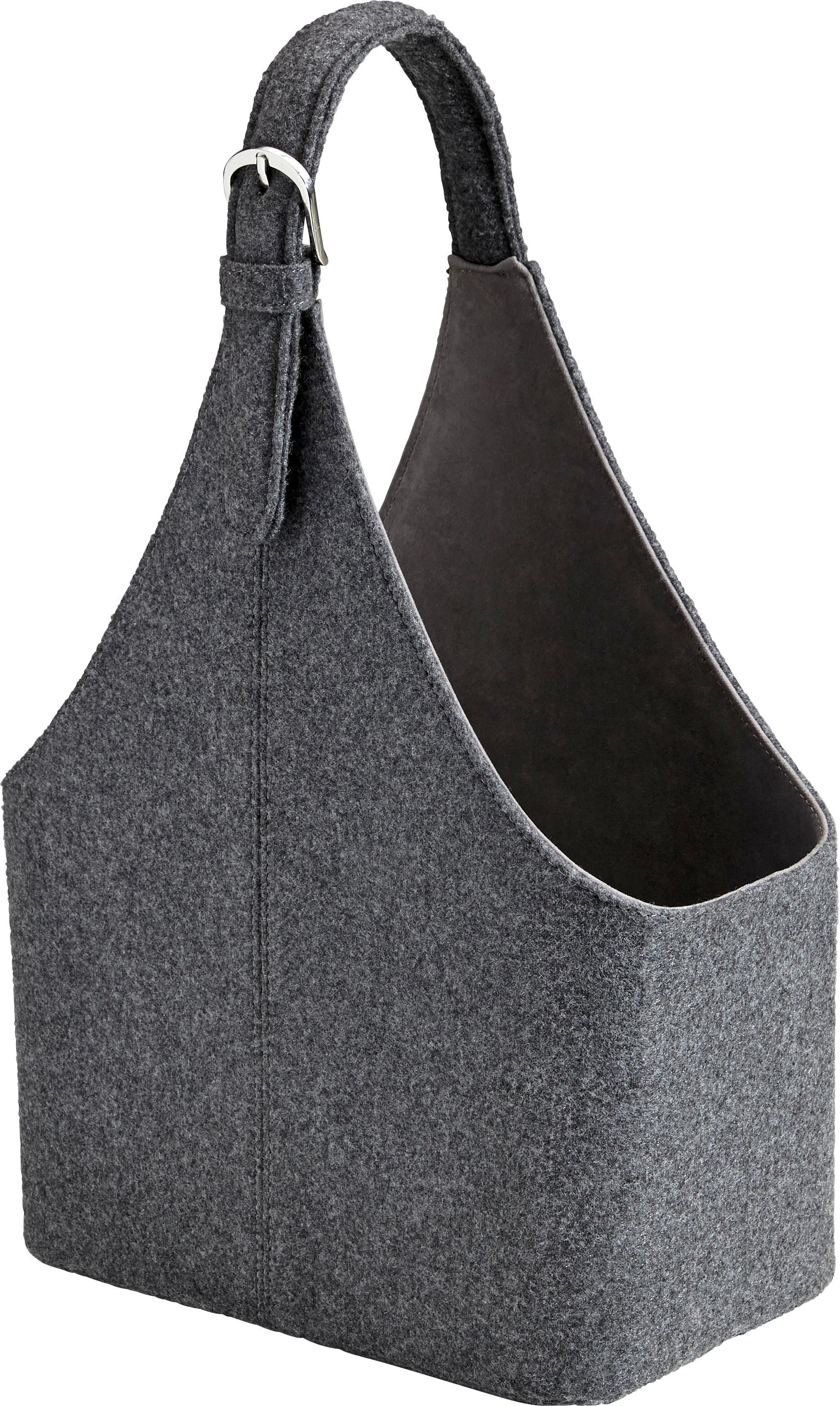 Korb Fahid in Grau ca. 30x18x45 cm - Dunkelgrau, Textil (30/18/45cm) - Bessagi Home