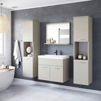 Badmöbel-Set 5-tlg. Montreal XL ca. 120 cm Kaschmir - Kaschmir/Beige, LIFESTYLE, Keramik/Holzwerkstoff (120,4/132,8/35cm) - P & B