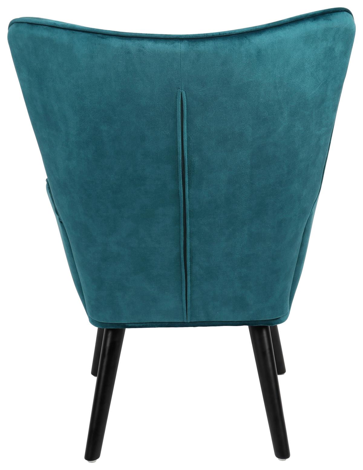 Fotelj Luke, Turkizna, Pravi Les - turkizna/črna, Moderno, kovina/tekstil (68/96/74cm)