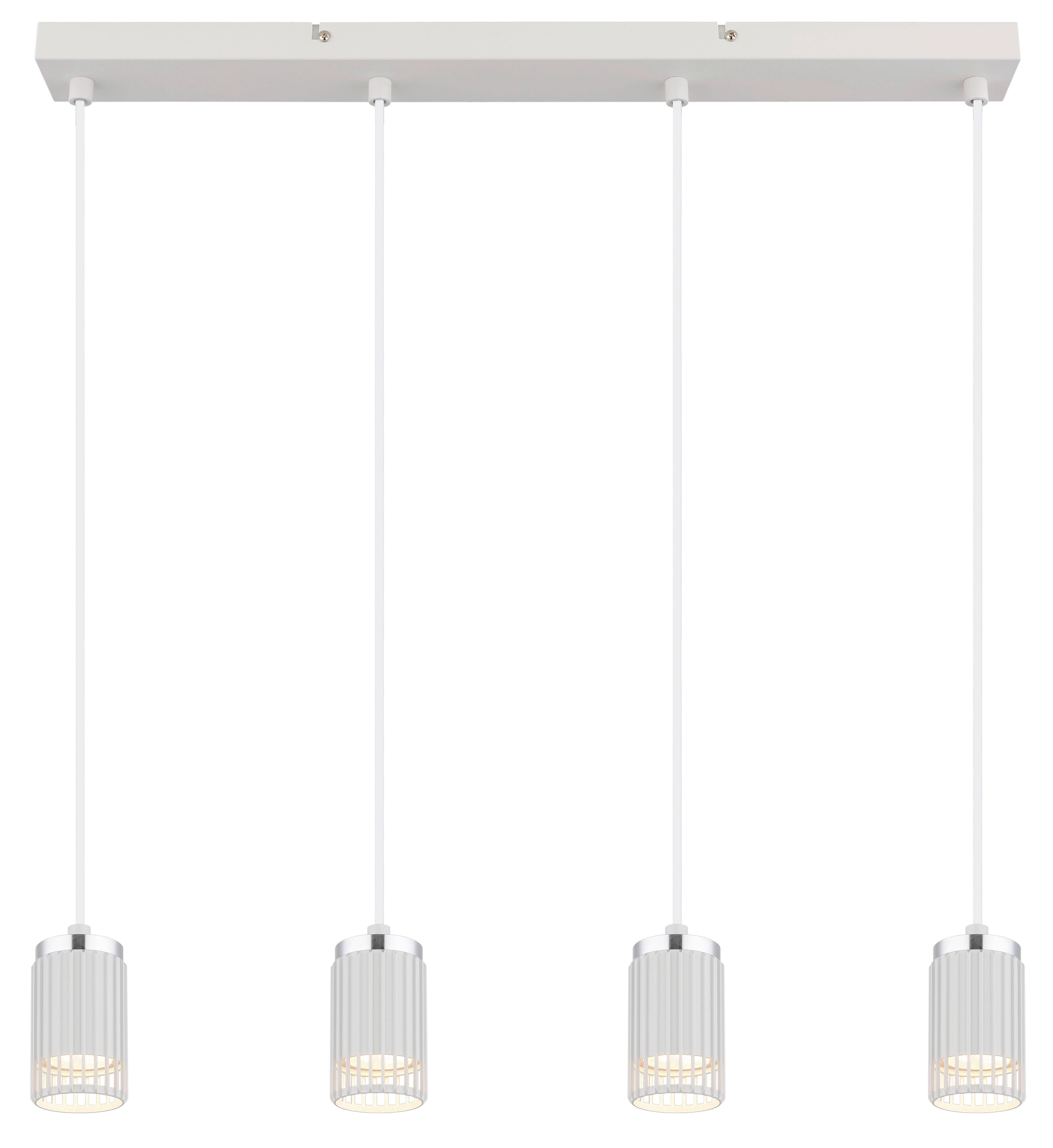 HÄNGELEUCHTE 57906-4HW KORBEN - Chromfarben/Weiss, Design, Kunststoff/Metall (60/6/115,5cm) - Globo