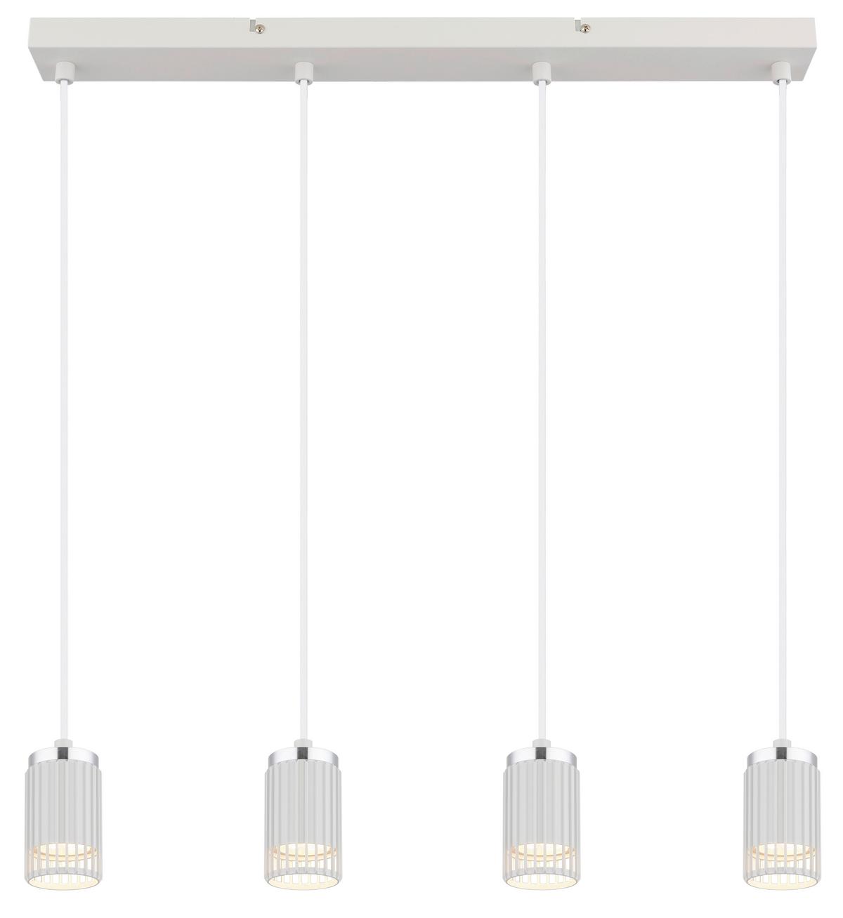 HÄNGELEUCHTE 57906-4HW KORBEN - Chromfarben/Weiss, Design, Kunststoff/Metall (60/6/115,5cm) - Globo