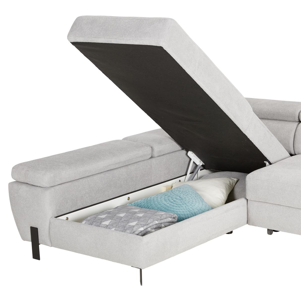 Sedežna Garnitura Molina Mini, Z Ležiščem - črna/svetlo siva, Moderno, kovina/tekstil (189/277cm) - Premium Living
