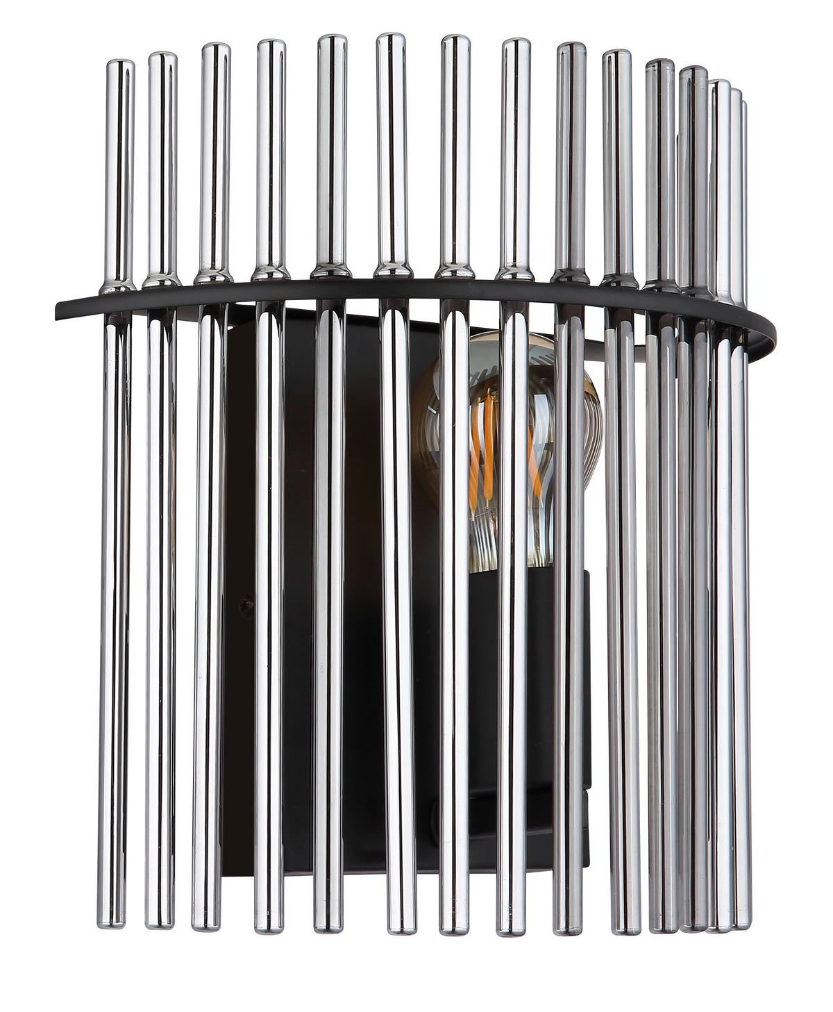 Wandleuchte Gorley Rauchfarben max. 60 Watt - Schwarz, KONVENTIONELL, Glas/Metall (25/12,5/26cm) - Globo