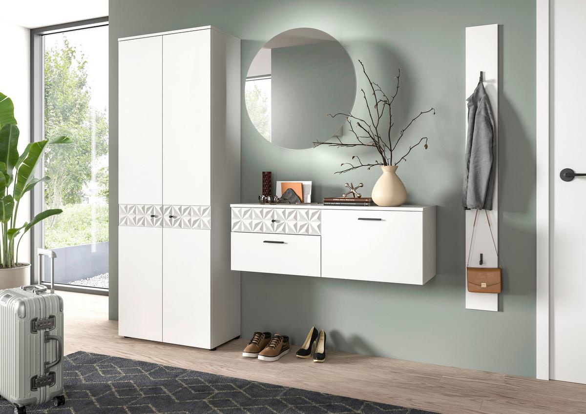 Predsoba Prisma, Bela, 3-Delna - bela, Design, steklo/leseni material (195/192/34cm) - MID.YOU