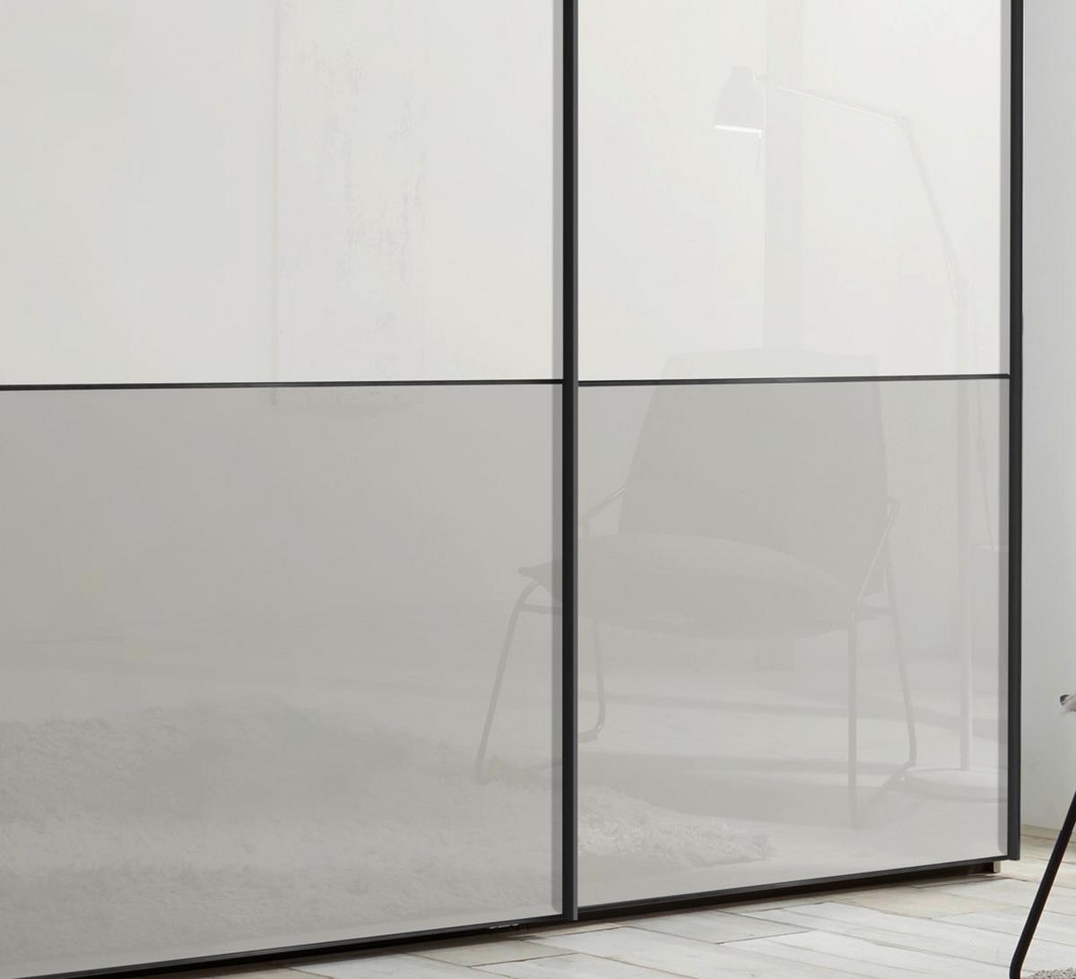 Ormar Sa Staklenim Kliznim Vratima Includo - bijela/tamno siva, Moderno, staklo/drvni materijal (298/222/68cm) - Premium Living