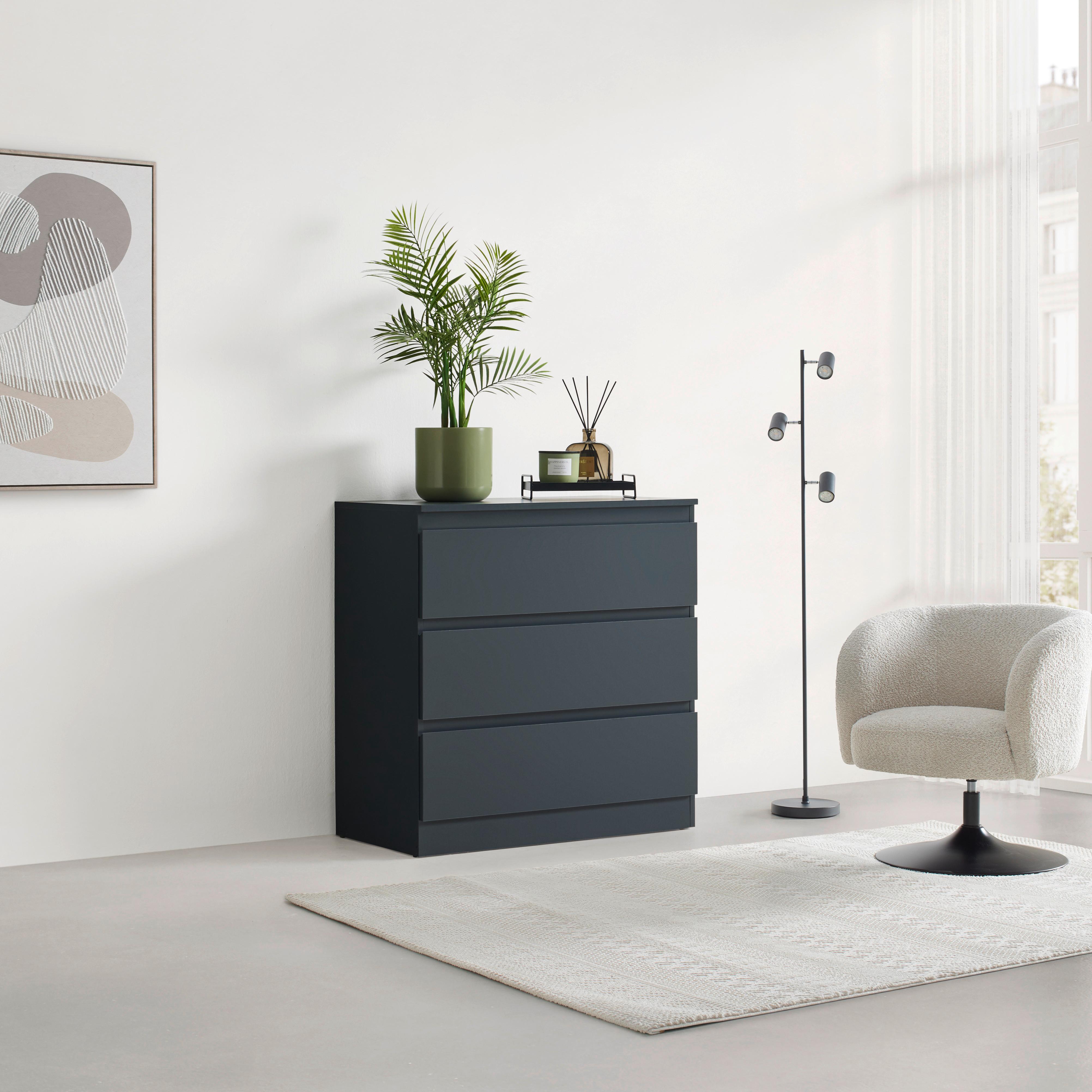 Komoda Mara - boje srebrnog hrasta/crna, Konvencionalno, drvni materijal/plastika (77/80/42cm) - Modern Living