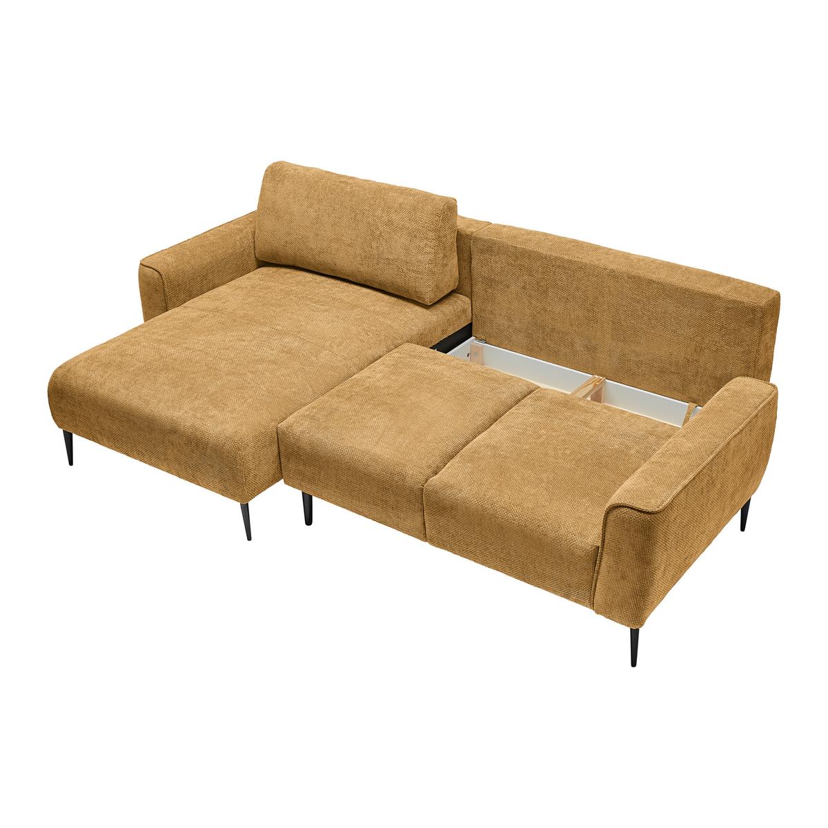Ecksofa Custom Bernsteinfarben - Bernsteinfarben/Schwarz, MODERN, Textil/Metall (164/85/255cm) - Mömax