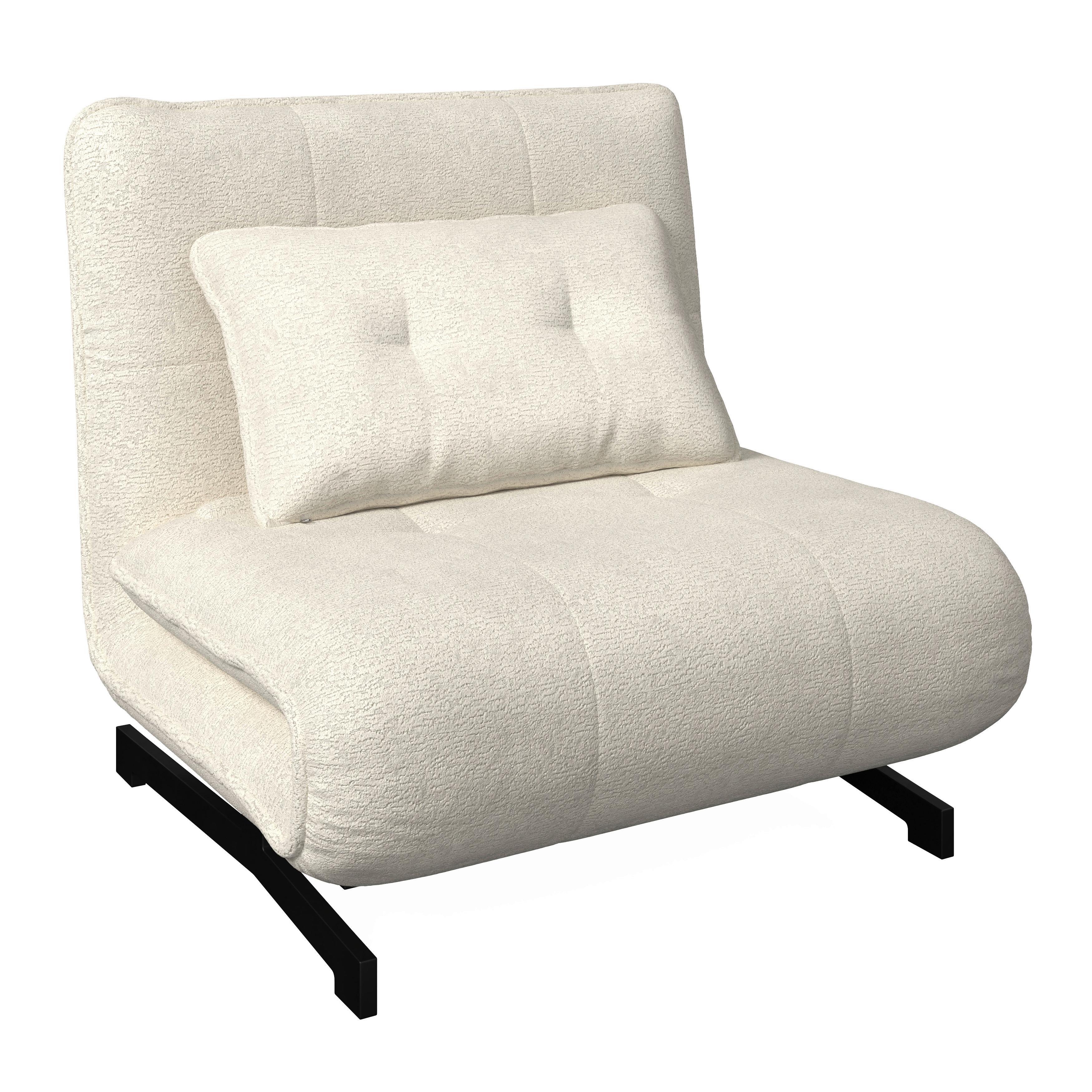 BÄDDFÅTÖLJ LUNA - vit/svart, Modern, metall/textil (92/86/80cm) - Bessagi Home