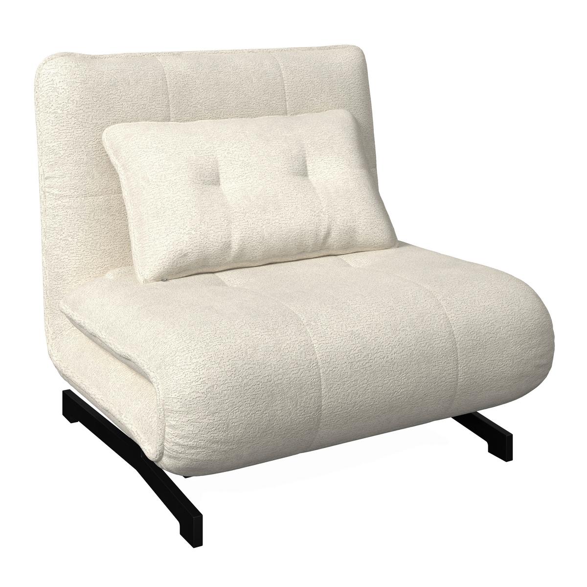 Schlafsessel Luna Bouclé Weiß - Schwarz/Weiß, MODERN, Textil/Metall (92/40/66cm) - Bessagi Home