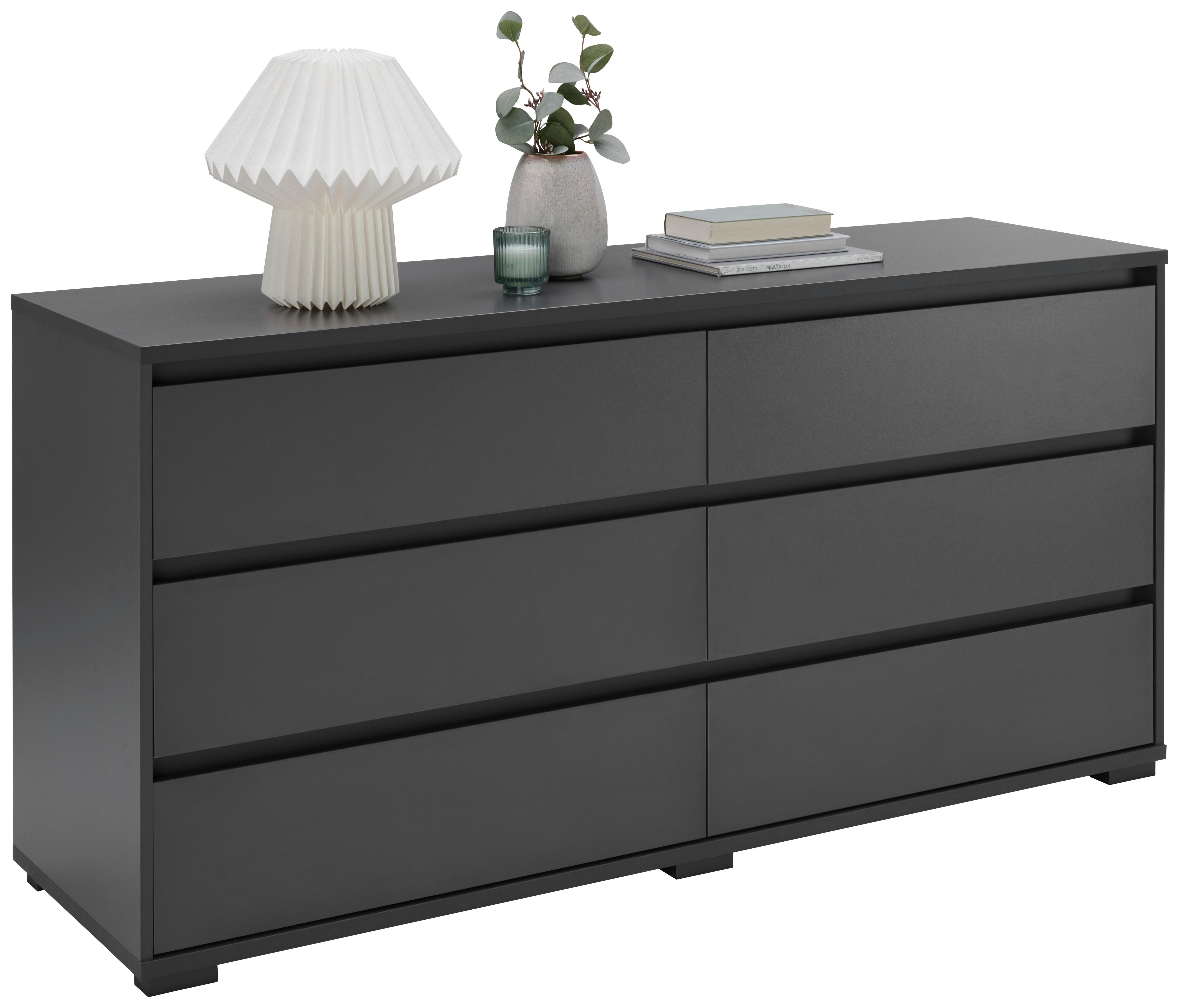 KOMODA SZEROKA LINE - antracytowy, Design, materiał drewnopochodny/tworzywo sztuczne (160/79/48cm) - Carryhome
