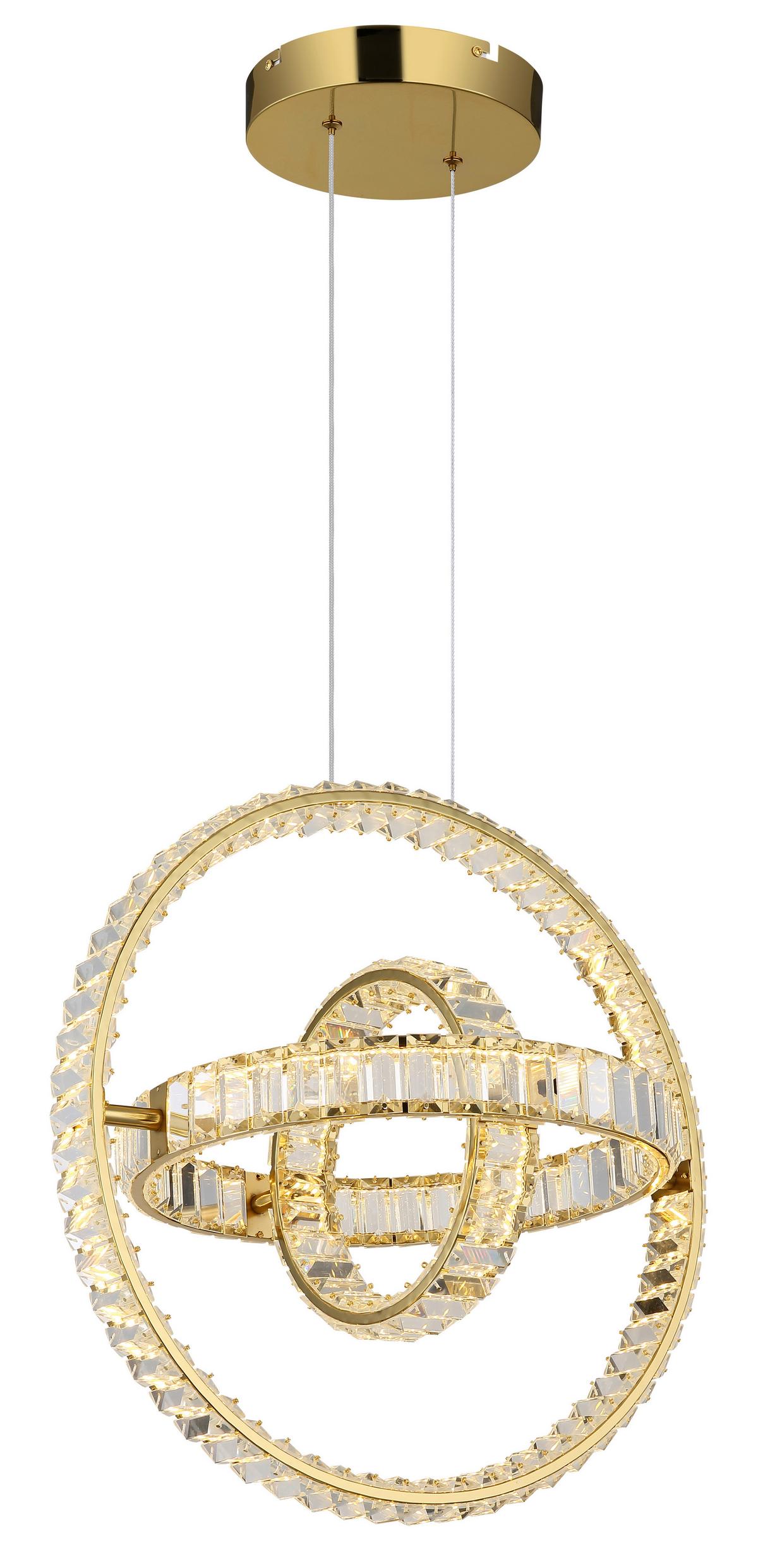 LED-HÄNGELEUCHTE 67339-115G NEIL - Klar/Goldfarben, Design, Glas/Metall (50/40/120cm) - Globo