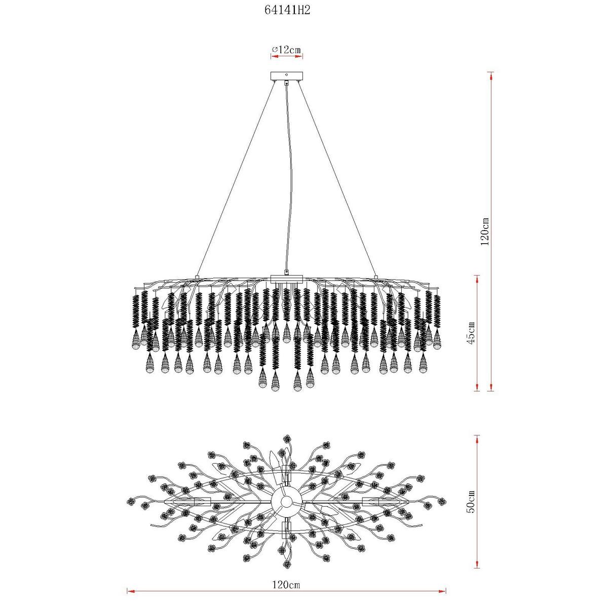 Viseća Svjetiljka Kinga - srebrne boje/prozirno, Konvencionalno, staklo/metal (120/50/120cm) - Globo