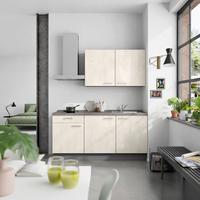Küchenblock Riva Low m. Geräten Weiß - Schieferfarben/Edelstahlfarben, MODERN, Holzwerkstoff/Metall (180cm) - Nobilia
