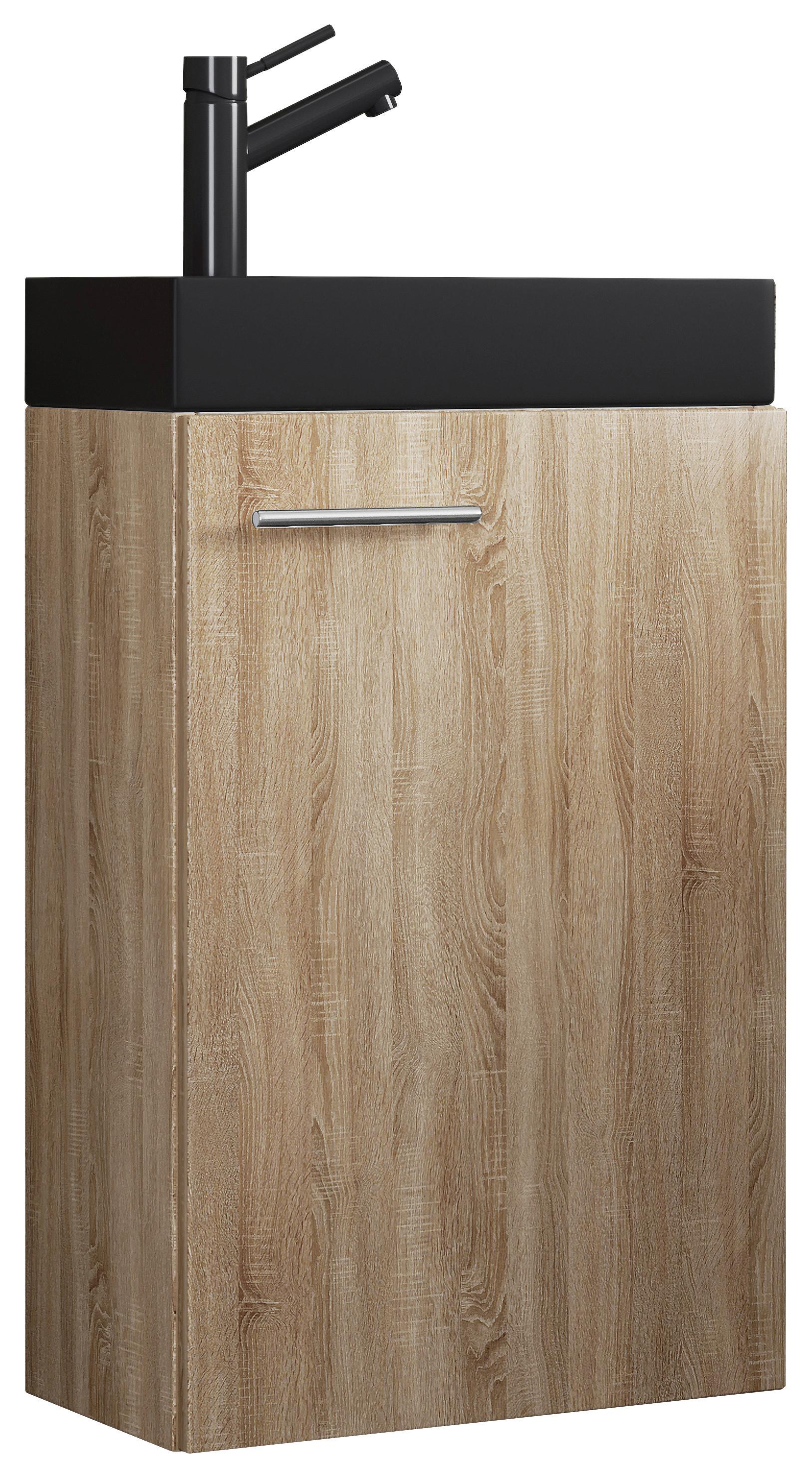 Kombiniran Umivalnik Slito, Hrast Sonoma - srebrne barve/črna, Moderno, kovina/leseni material (40,5cm) - MID.YOU