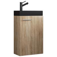 Kombiniran Umivalnik Slito, Hrast Sonoma - srebrne barve/črna, Moderno, kovina/leseni material (40,5cm) - MID.YOU