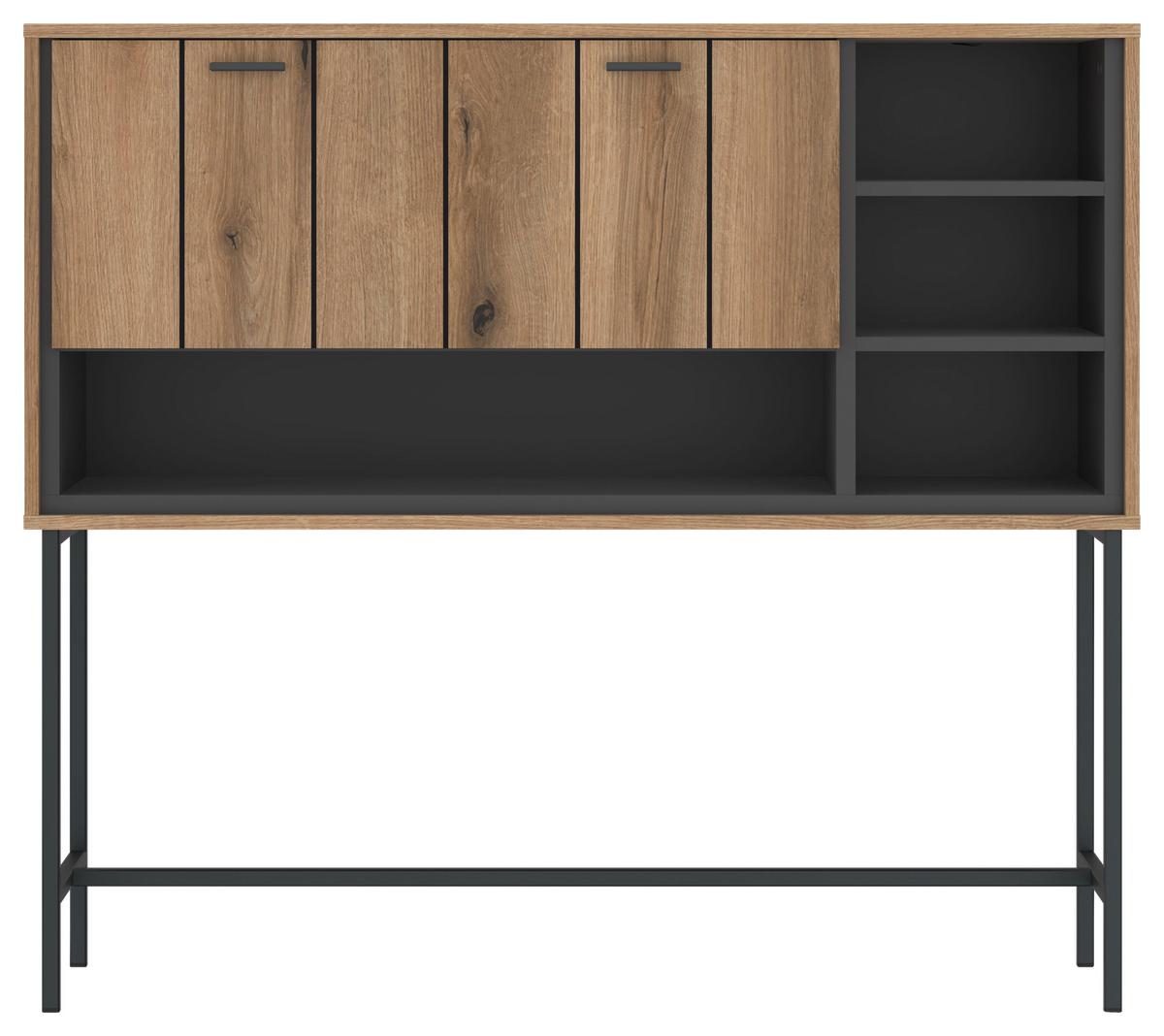 Široka Komoda Shirley, Barva Hrasta, Antracit - Konvencionalno, kovina/umetna masa (127/112,5/40cm)