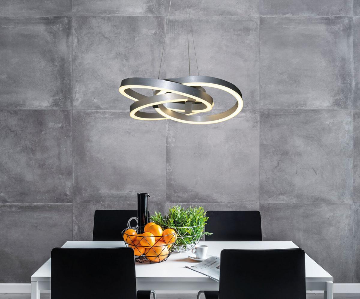 LAMPA WISZĄCA LED 6107960 - kolor aluminiowy, Design, tworzywo sztuczne/metal (55/150cm) - Näve