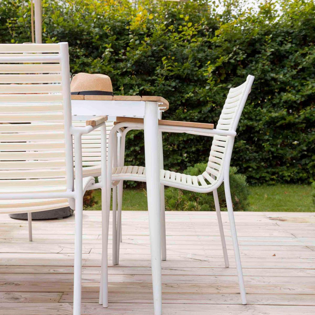 Gartenstuhl Mood - Weiss/Teakfarben, Natur, Holz/Kunststoff (60/84/56cm) - Gardenson