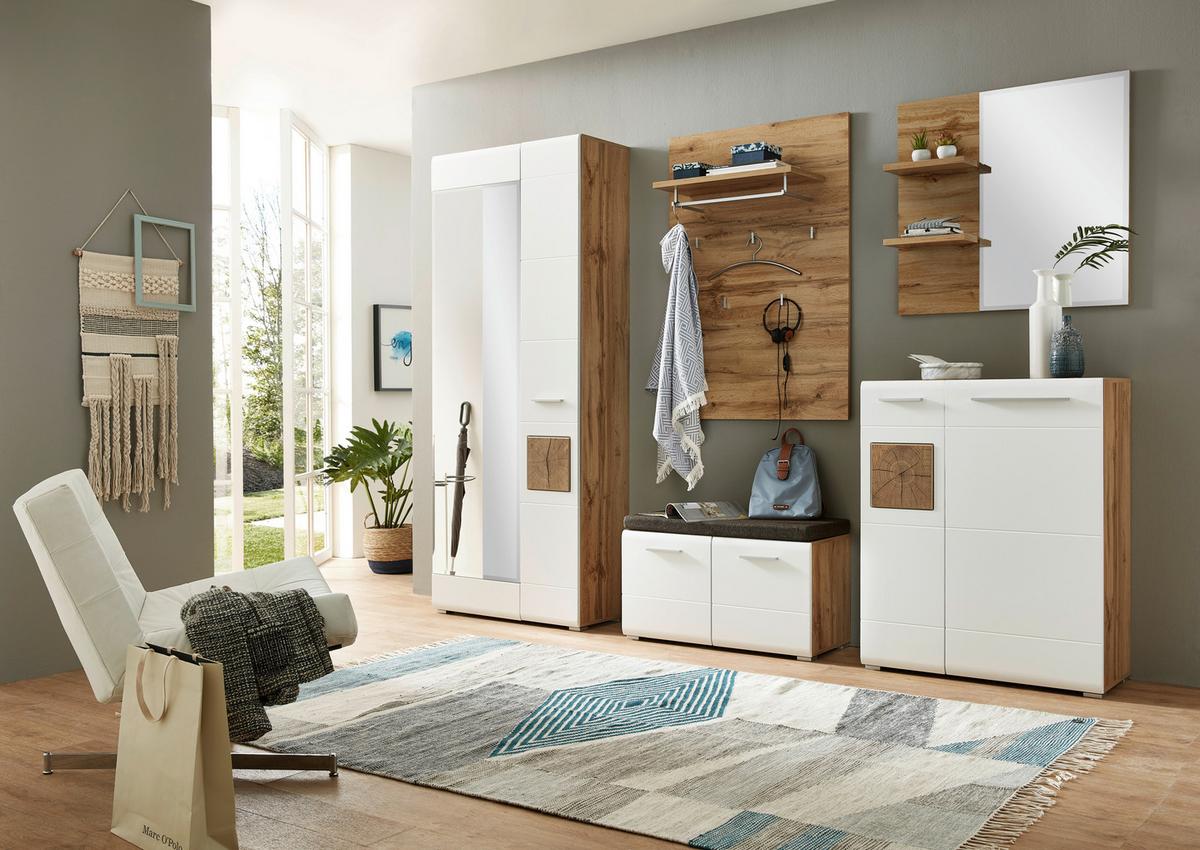 SIEDZISKO DO PRZEDPOKOJU LOOP - kolor dębowy/kolor srebrny, Konventionell, materiał drewnopochodny/tworzywo sztuczne (80/48/37cm) - Voleo